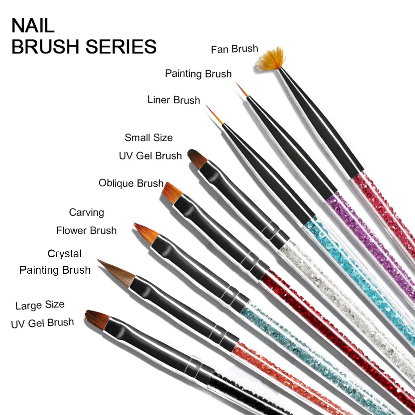 

Acrylic Phototherapy FlatFan Carving Drawing Brush Pen Painting Nail Design Nail Art Liner Brushes Dotting Tools Set