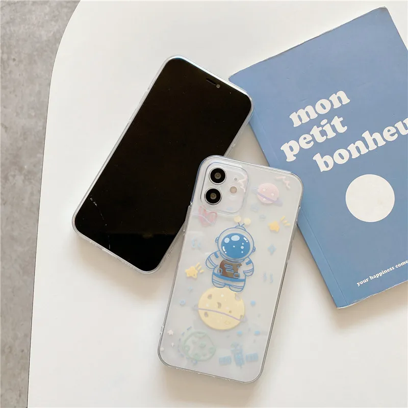 

Transparent Astronaut Silicone Soft Phone Case For iPhone 7 8 Plus 2020 SE X XR XS Max 11 11Pro Max 12 12Pro Max Pro Mini Case