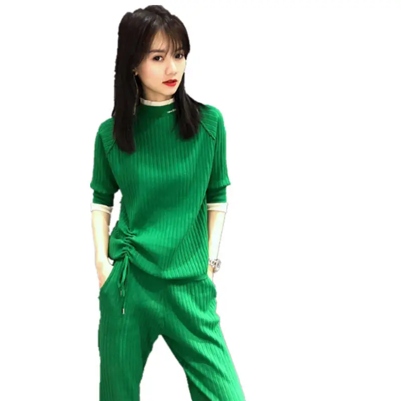 

Women's 2021 new tide of age small knitted suits female western style leisure two-piece outfit