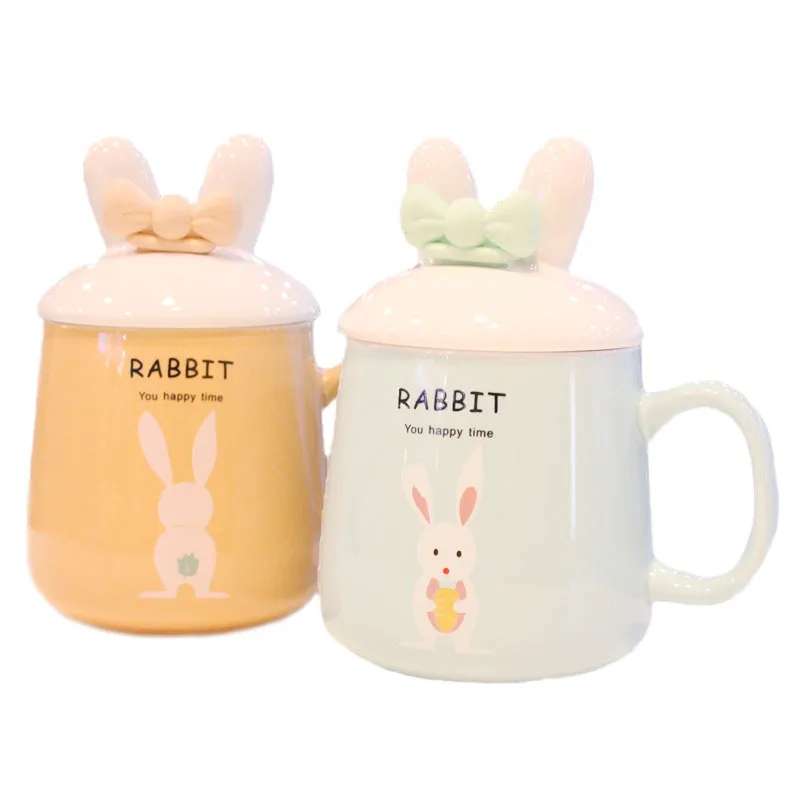 

OUSSIRRO Cute Ceramic Mug Creative Glass Large Capacity Milk Cup Couple Present Coffee Cup Gift Box