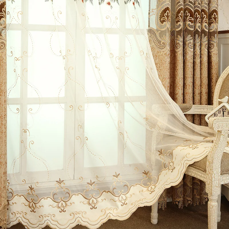 

European Hollow Embroidery Curtains Custom Curtain Fabric Curtains for Living Dining Room Bedroom Balcony Curtains