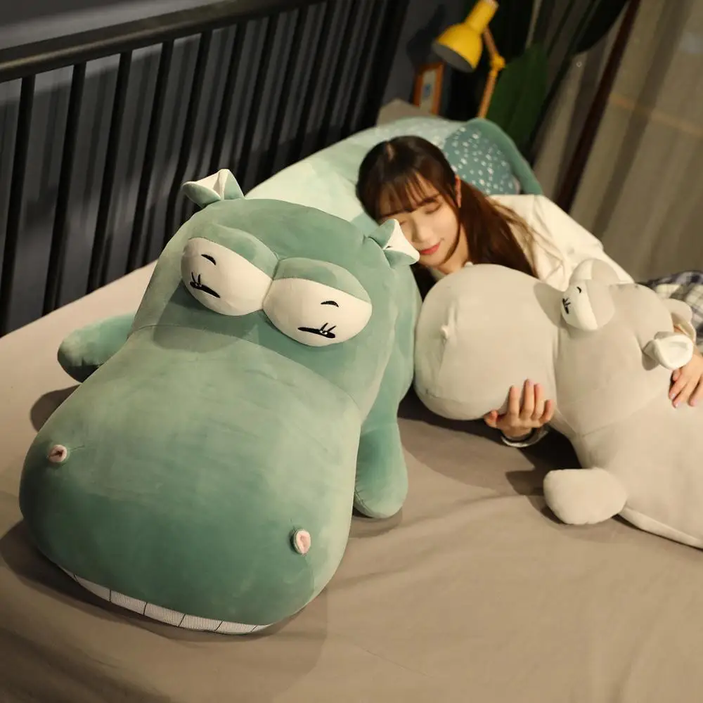 

Плюшевые куклы Бегемот, 50/70 см, мягкая пуховая хлопковая Подушка с животным, милая игрушка, подарок для детей на день рождения и Рождество