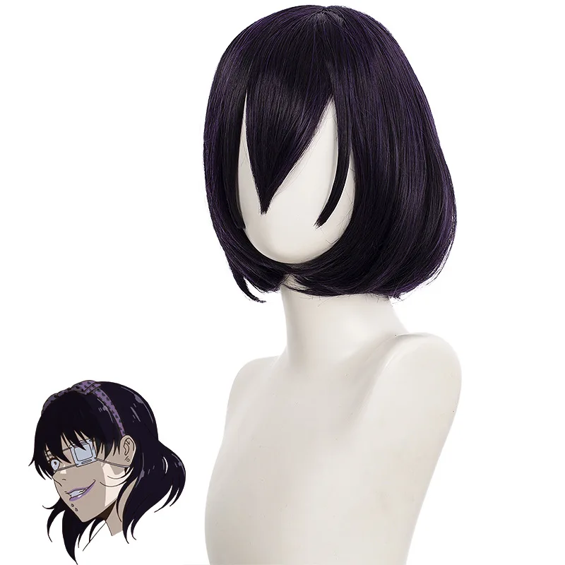Аниме Kakegurui Midari Ikishima Косплэй короткие темно-фиолетовый парики термостойкие