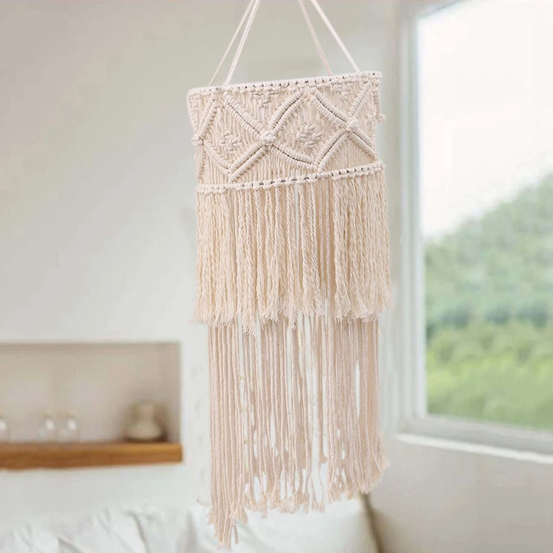 

Handwoven Knitting Bohemian Lamp Shade,Ceiling Light Shade,Hanging Pendant Light Fitting for Living Room,Home Decor