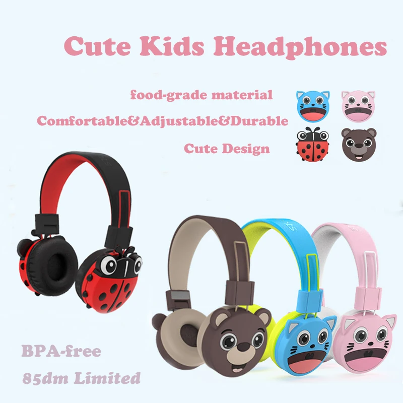 

Милые наушники для уха проводные наушники безопасно детей OverEar гарнитура регулируемое оголовье для настольного компьютера ПК ребенка пода...