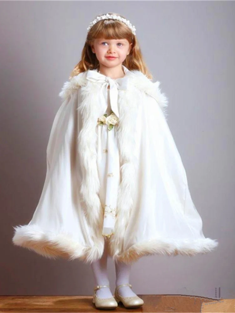 Новинка детский плащ с искусственным мехом на подоле накидка цветочным узором