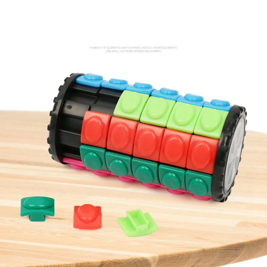 

3D Rotating Cube Jigsaw Toy Cylindrical Cube Children Brain Teaser Puzzle Early Learning Educational Toys