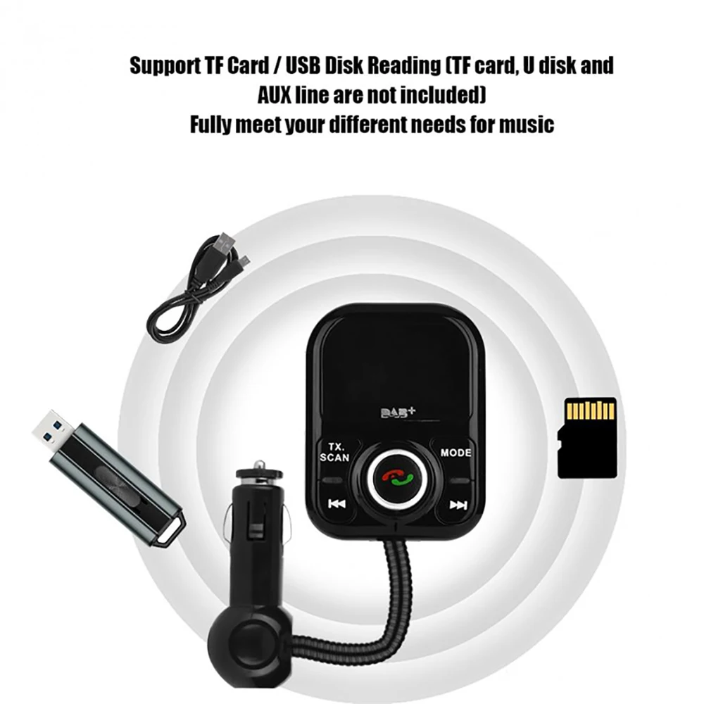 Автомобильный Bluetooth MP3-плеер DAB+ цифровое радио fm-передатчик Поддержка громкой связи телефонные звонки двойная звуковая карта USB fm-передатчик