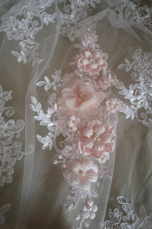 Аппликация светильник жевная светло-бежевая с 3D цветами 10 шт. | Дом и сад