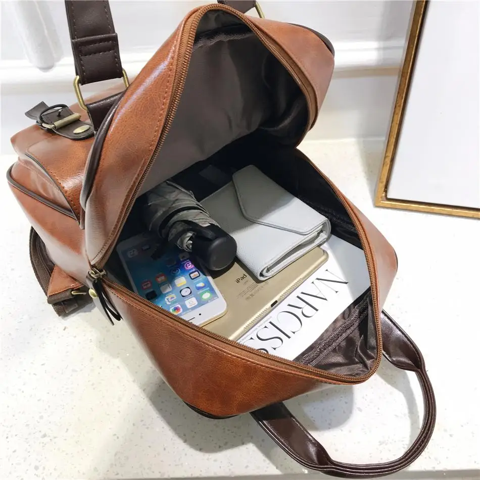 

2021 Women Anti Theft Backpacks Students School Bags for Teenage Girls Waterproof Vintage Laptop Leather Travel Backpack Mochila