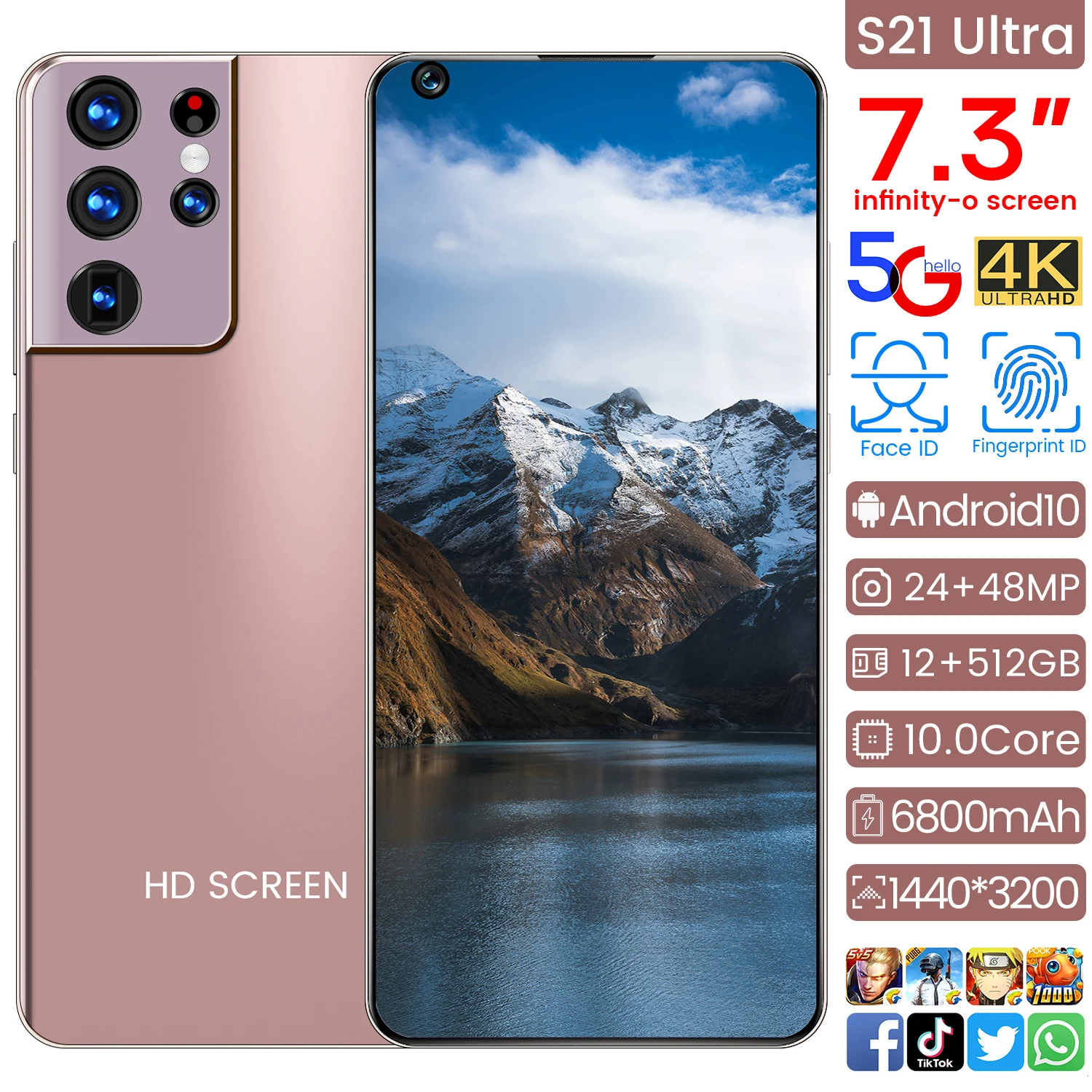 Samsug-tel&eacute;fono inteligente S21 versi&oacute;n Global, dispositivo con pantalla HD de gota de agua de 6800 pulgadas, 10,0 mAh, Android 7,3, 12GB y 512GB-0