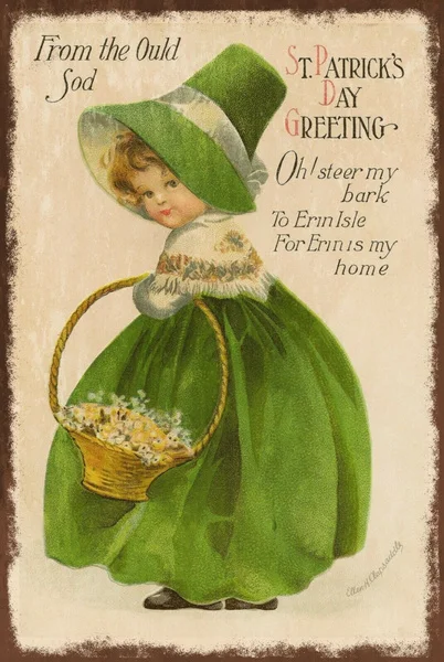 

Поздравительная открытка на день Св. Патрика, изображение на винтажном ретро стиле, металлический знак, винтажный жестяной знак для девушек...