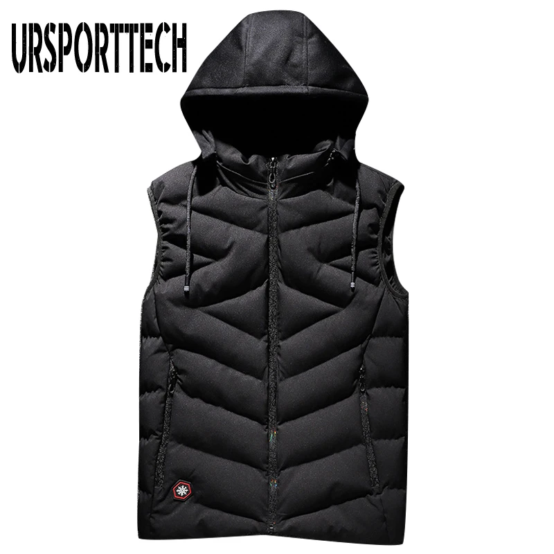 Men's Vest Winter Down Vest Casual Waistcoat Men's Sleeveless Jacket Plus Size 8XL Warm Men Vest Overcoats Hat None Detachable
