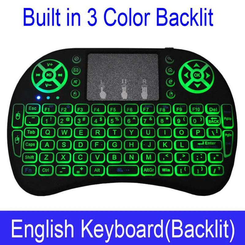 

2.4G i8 Mini Wireless Keyboard Russian Spanish LED Backlit Air Mouse With Touchpad For Smart TV Google Android TV Box PC PS3/PS4
