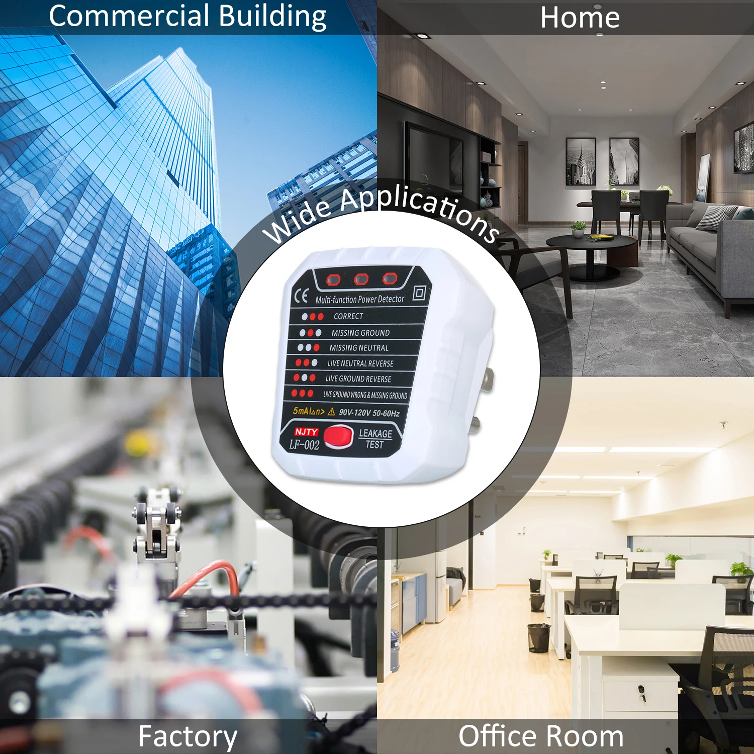 NJTY 30 мА 220 В ~ 250 Расширенный УЗО электрическая розетка тест erCircuit полярности