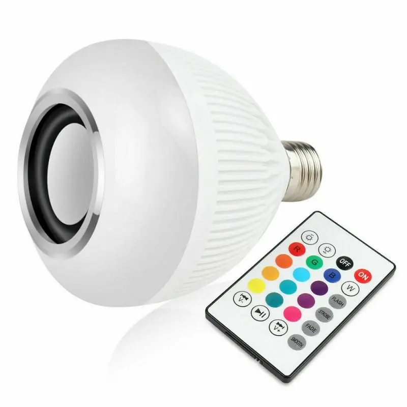 

E27 Bluetooth Music Bulb Light 12W 100-240V 50-60Hz RGB+White Light Bluetooth Speaker LED Bulb Home Smart LED Lamp With Remote
