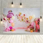 Фон Avezano для фотосъемки с изображением фламинго, розовых цветов, воздушных шаров, белой стены