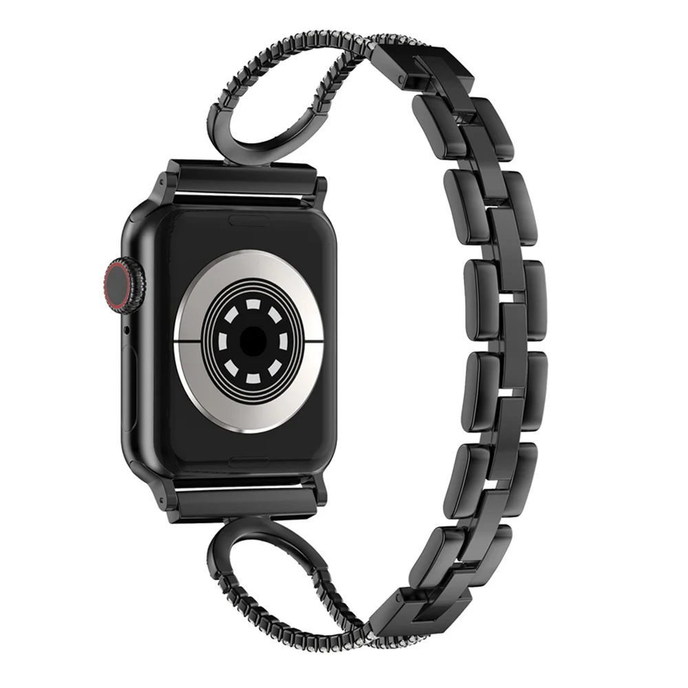 Шикарный Браслет со стразами для Apple Watch для женщин 38 мм 42 мм 40 мм 44 мм ремешок из нержавеющей стали металлический браслет для iWatch серии 4 3 2 1