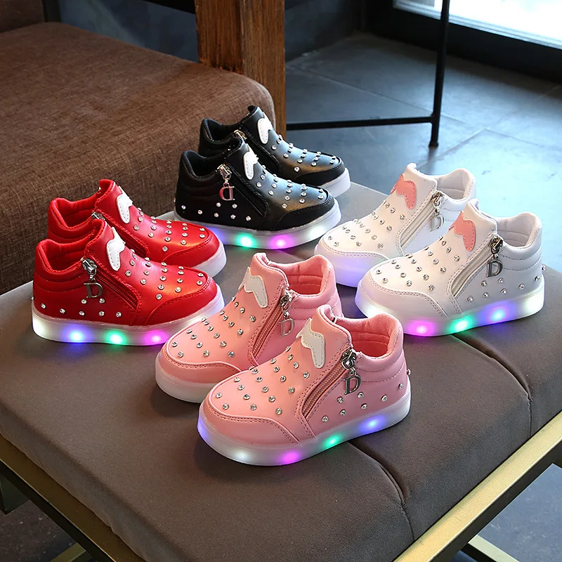 

Dropshipping Glowing Kids Shoes for Girls Sneakers Basket Led Children Lighting Shoes Boys Illuminated Krasovki Luminous Sneaker