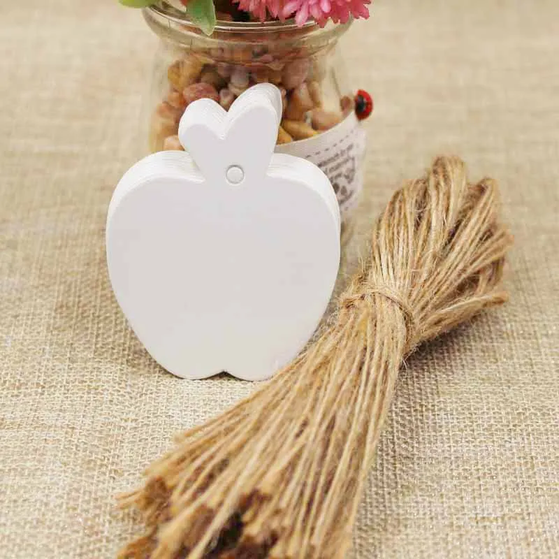 

Mutli color apple shape cute blank paper tag wedding gift tags 500pcs+500 hemp rope string per lot custom cost extra