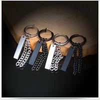xiaoboacc korean fashion titanium steel tassel earrings for men jewelry dropshipping