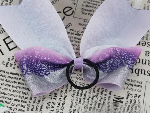 Новый Блестящий бант для волос с эффектом омбре сине Серебряный танец Черлидинга