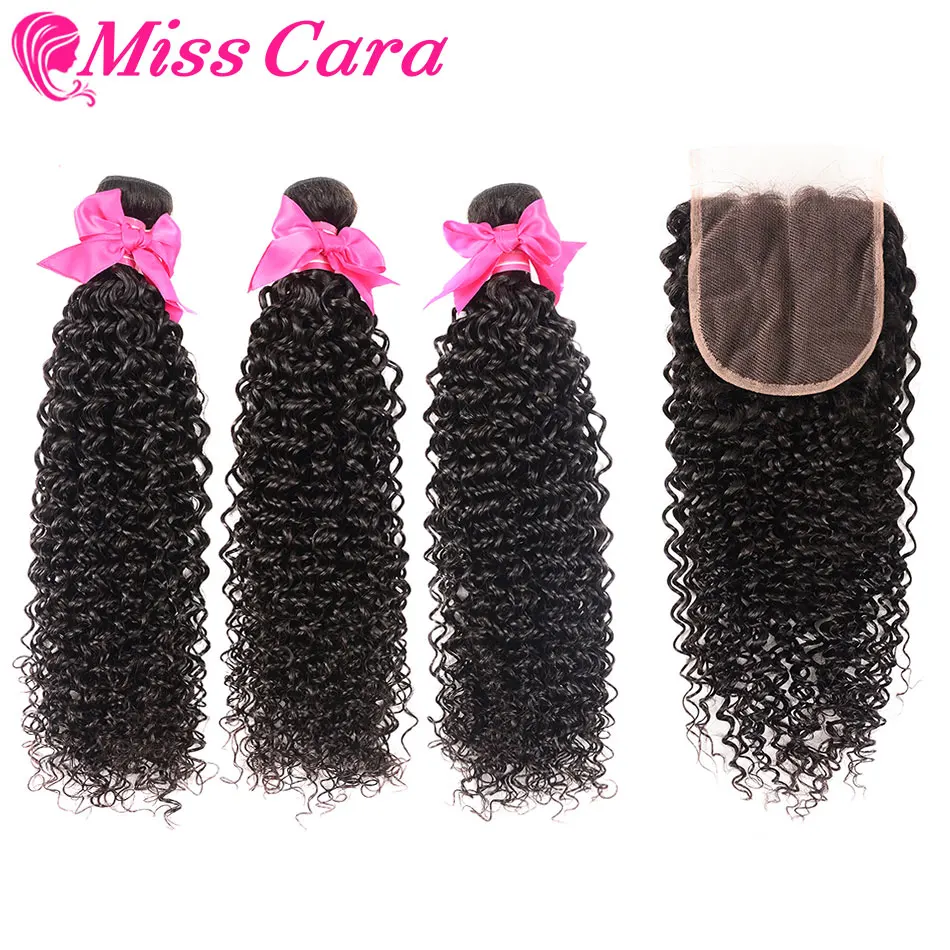 Малазийские курчавые вьющиеся волосы Miss Cara 3 пряди с застежкой 100% человеческие