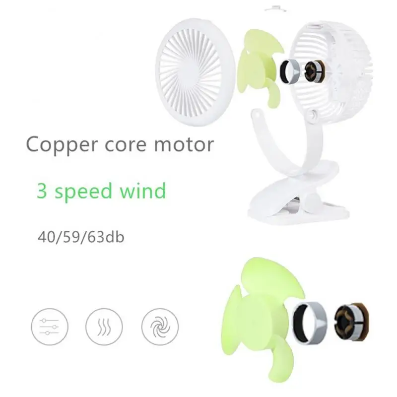 Портативный вращающийся на 360 градусов вентилятор с зажимом аккумуляторе стол USB