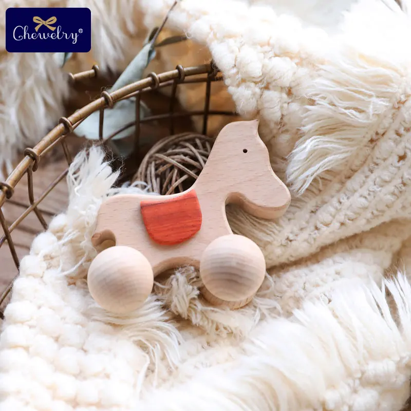 

1pc Baby Puzzle Toys Wooden Teether Rodents Beech Wooden Dog Horse Cartoon Car Wooden Grasping Toys For Infant Children's Goods