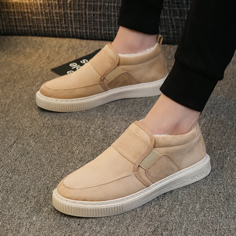 Winter fashion men's shoes leisure sneakers lazy flannel warm cotton | Обувь