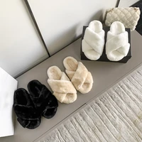 faux fur home slippers fluffy women slides comfort furry flat sandals female cute slippers shoes for women indoor flip flops