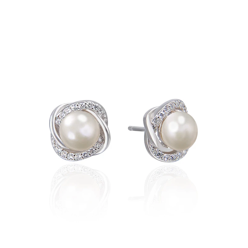 

High-quality Casual Earrings For Women 100% Genuine Natural Freshwater Pearl Jewelry 925 Sterling Silver Stud Earrings 6-7mm