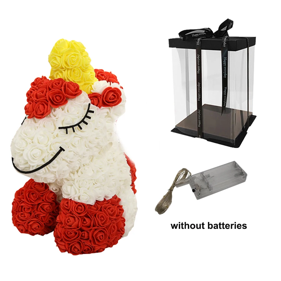 Горячая Распродажа 5 стилей милые розы единорог с светодиодный подарочной