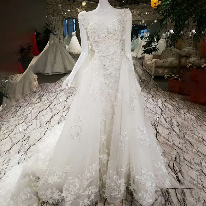 LSS005 свадебное платье с кружевомРоскошное со съемным кружевным кружевом на