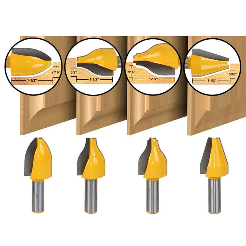 

1PC 1/2" 12.7MM Shank Milling Cutter Wood Carving Vertical Raised Panel Router Bit Set Door Knife Woodworking Cutter Tenon Bit