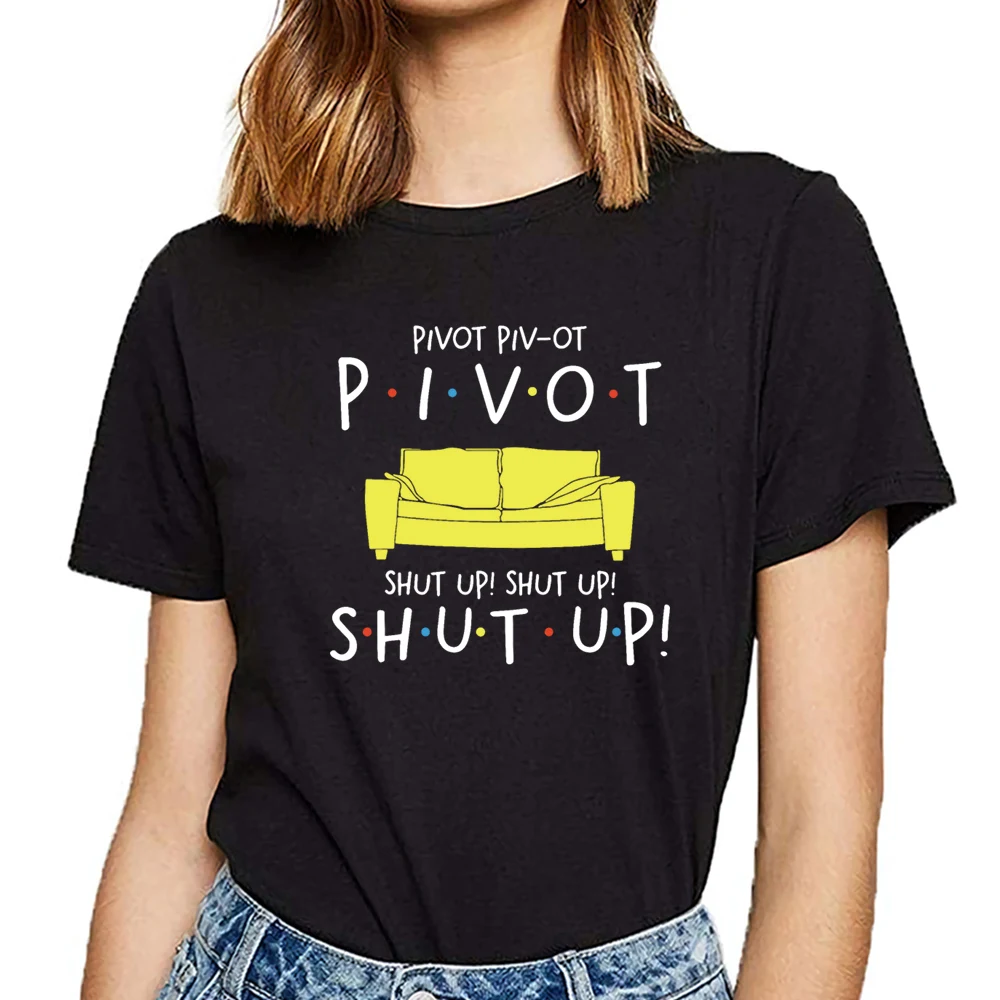 Топы футболка для женщин piv ot pivot shut up friend в стиле хип хоп винтажная Женская на