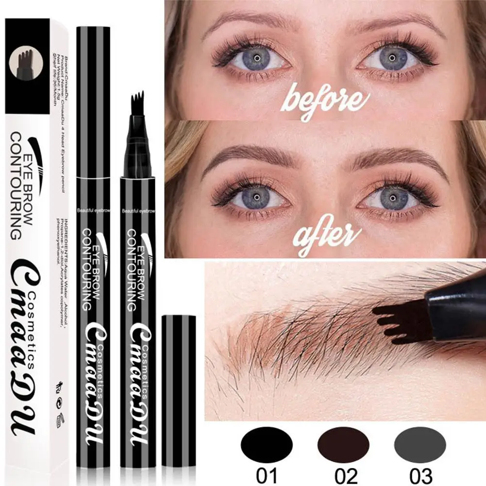 

Affordable 4-tip Brow Liquid Eyebrow Pencil Waterproof Apply Well Tattoo For Women Eyes Cosmetics Natural Wild Brown Eyebrow Gel