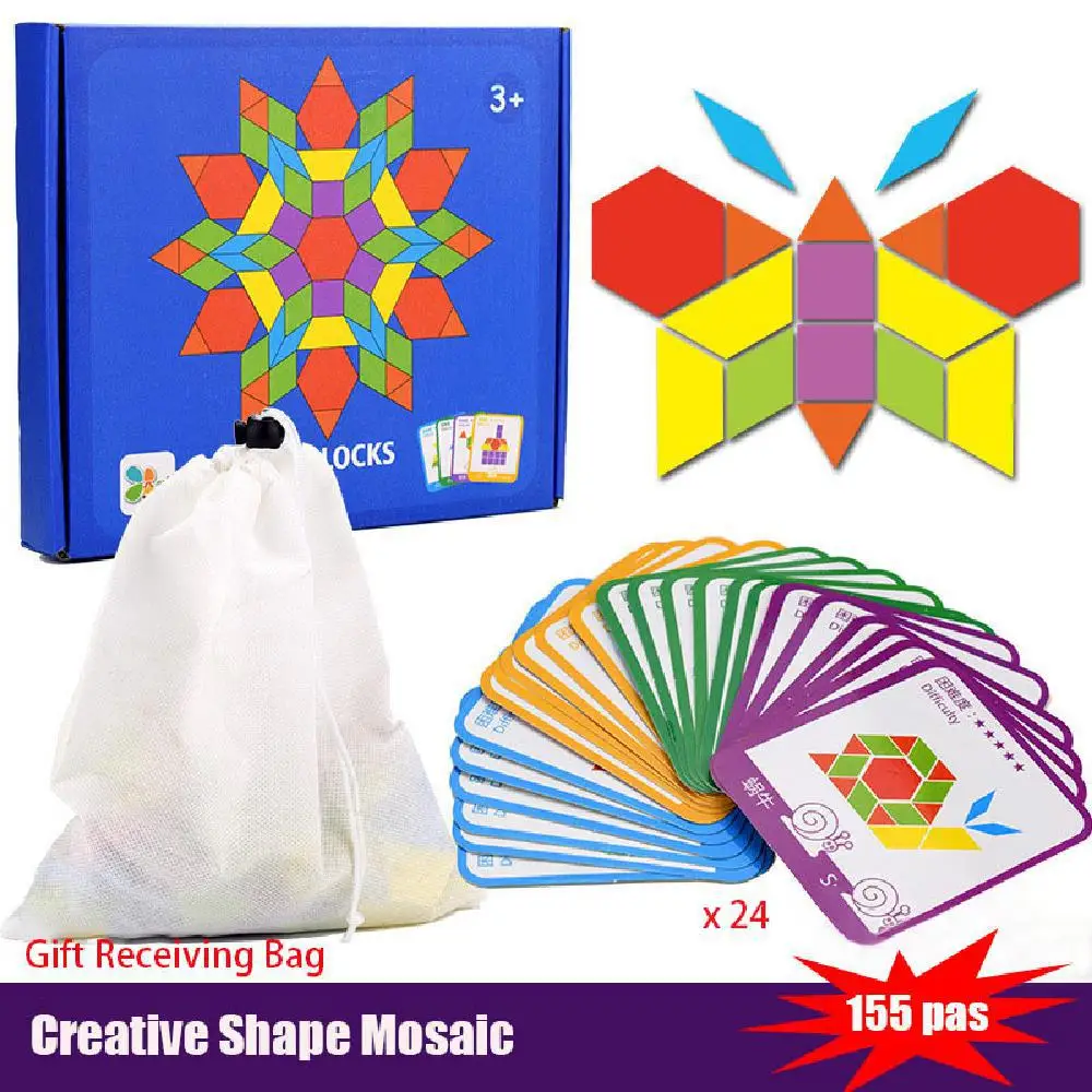 155 шт. деревянные креативные геометрические графические головоломки игра