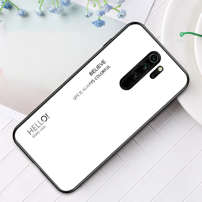Белый Для Xiaomi Redmi Note 8 Pro Чехол из закаленного стекла роскошный градиентный Мягкий силиконовый чехол-рамка для Xiomi Redmi Note 8 Plus чехол для телефона - Цвет: Белый