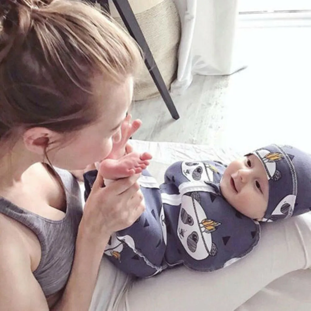 Простыня для новорождённого мягкая пеленка с длинными рукавами Swaddleme Beanie cap Хлопок Младенческая дышащая молния спальный мешок