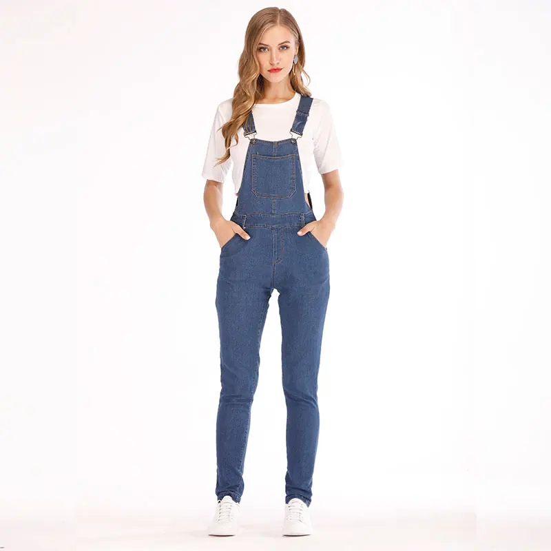 Denim Blue Pickyourlook джинсовые синие женские комбинезоны, комбинезон, комбинезоны с поясом, дырочками и карманами, Дамский комбинезон, модные женские штаны, комбинезон - Цвет: Denim Blue