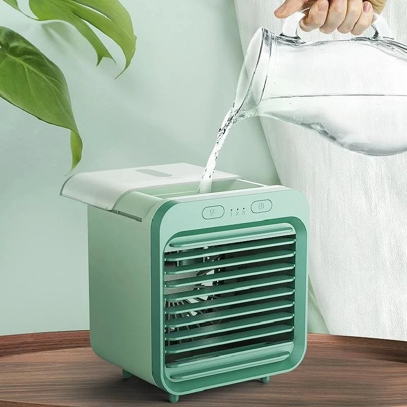 Mini Portable Air Cooler Air Conditioner LED USB Office Personal Space Cooler Fan Air Cooling Fan Rechargeable Fan Desk