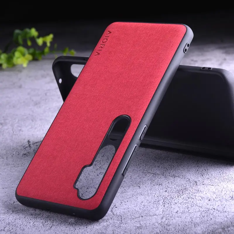 Red Текстильный чехол для Xiaomi mi note 10 pro, Жесткий ПК+ Мягкий ТПУ+ текстильный кожаный чехол, чехлы для mi note 10 pro - Цвет: Red