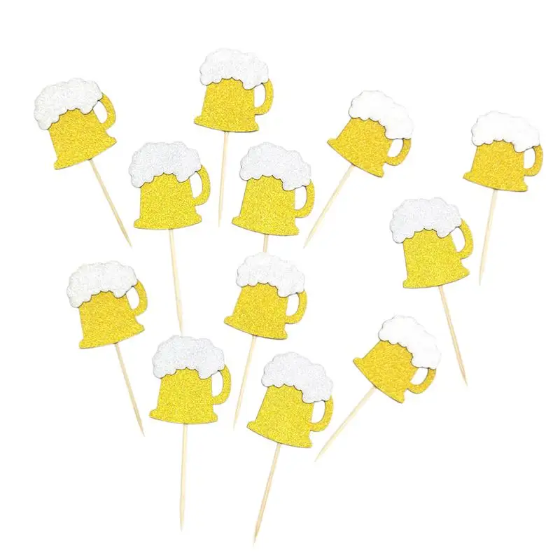 12 шт. блестящая золотая форма пивной кружки для торта сверкающие украшения декор