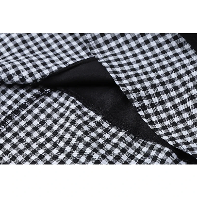 

Plaid Spliced Black Skirts Women And Preppy Style Girl High Waist Elastic Vintage Streetwear Clothes Korean Loose 2021 Clothing