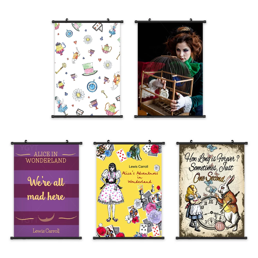 

Poster Disney Canvas Alice in Wonderland Prints Painting Wall Art Cartoon Picture Home Decoration Mural Plastic Hanging Scrolls