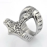 new trendy viking tomahawk letter big ring mens ring metal letter mysterious rune pattern ring accessories party jewelry