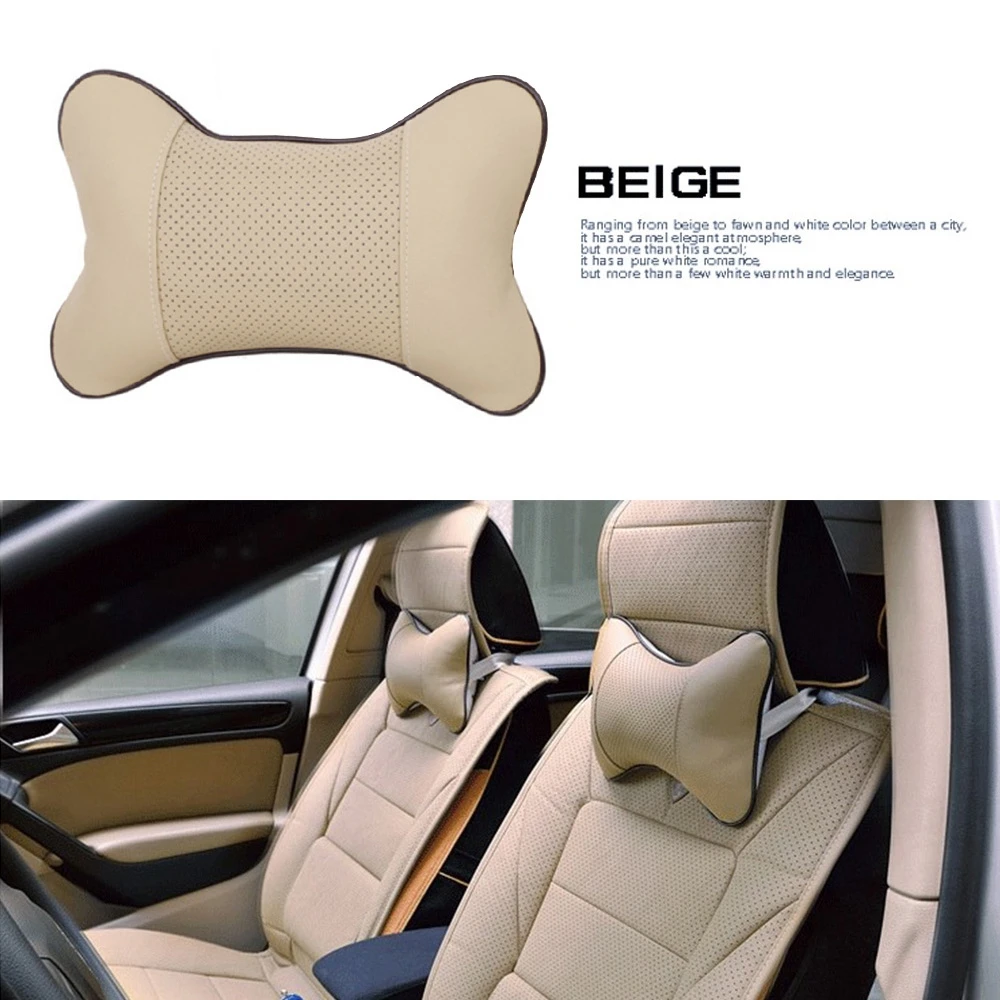 

Car Neck Pillows Auto Leather Breathable Mesh Neck Rest Cushion Headrest Protector For Volkswagen Peugeot Nissan Honda Golf 6