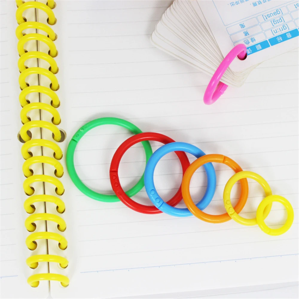 

50pcs Colorful Loose Leaf Binder Rings 28mm Multifunction Circle Ring Keychain Scrapbook Binding Buckle Hoop Calendar Circle