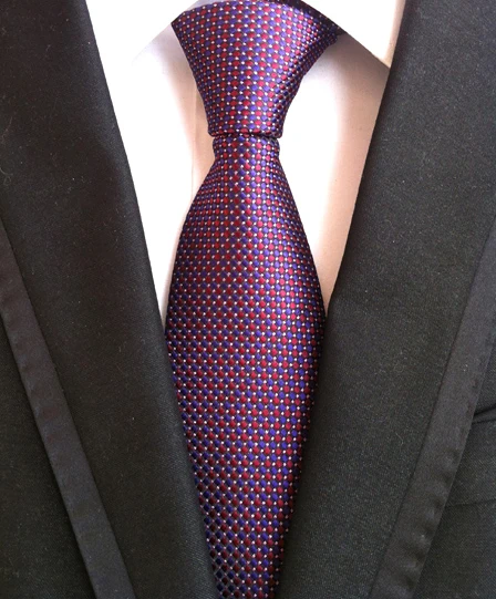 

8cm Men's Ties High Quality Jacquard Woven Neck Tie Purple Red Dots Neckties Ties for Men